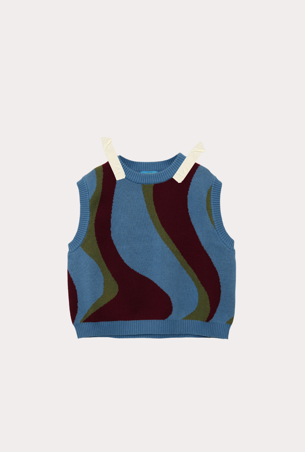 Kids sleeveless knit vest in cherry ice ripple colourway — Johnny Vest by From Y To Z