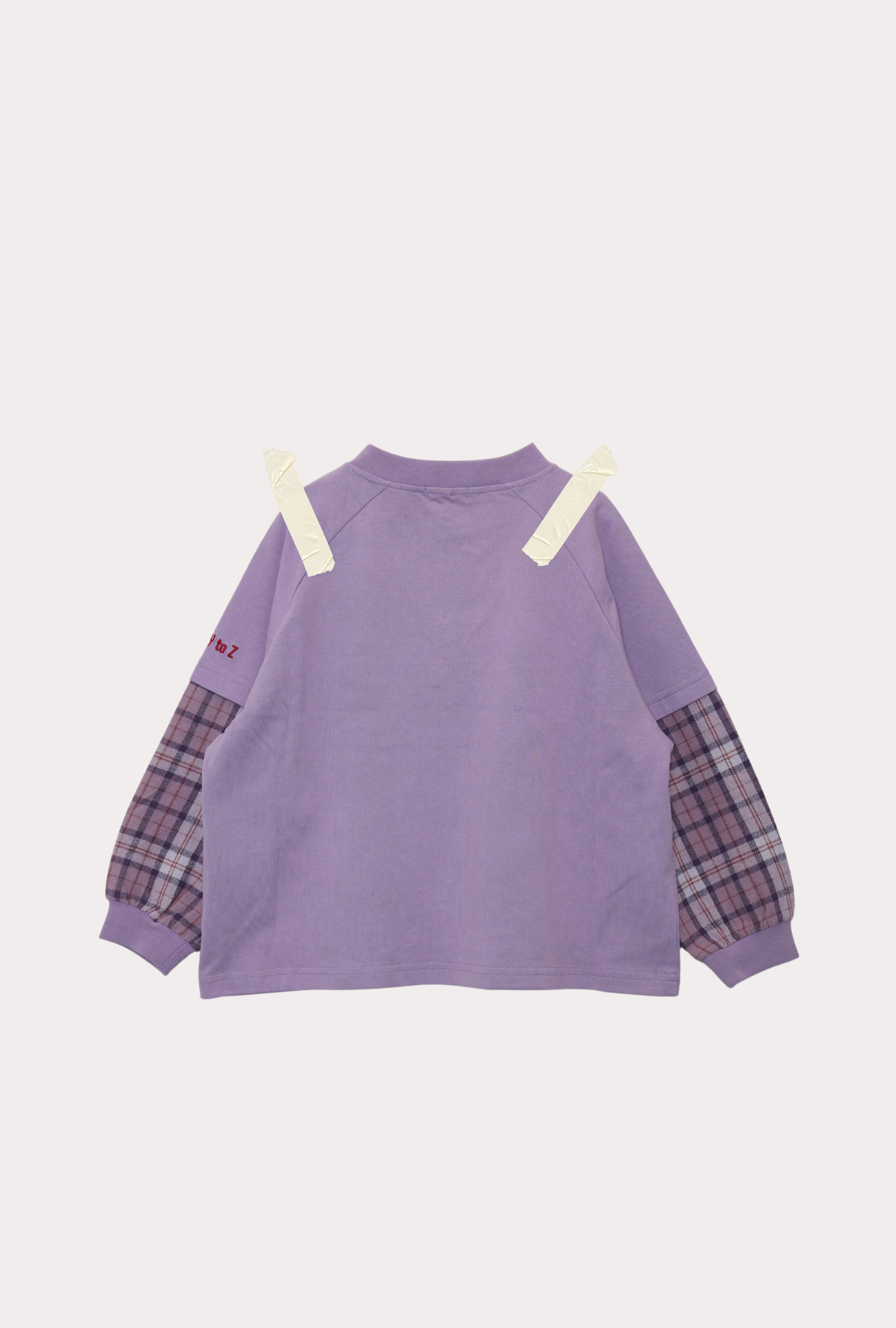 Purple Ollie double-layered plaid sleeve on a white background